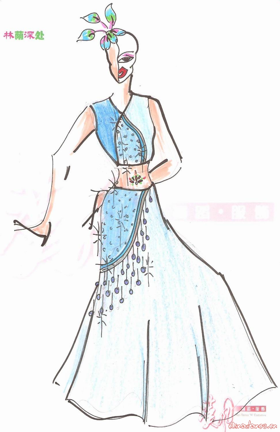 肚脐眼哪里贴上闪片～～～